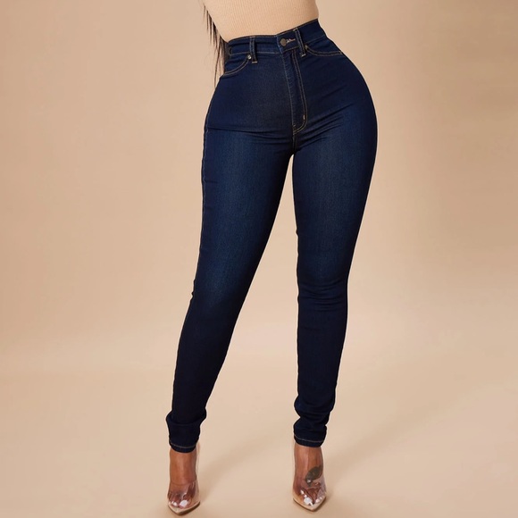 Fashion Nova Denim - Stretchy & Sexy Flex Game Strong Super High Rise Skinny Jeans - Dark Blue Wash